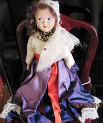 7 1/2'' 1948-50 HARD PLASTIC GYPSY DOLL IN COSTUME, EARRING #1229